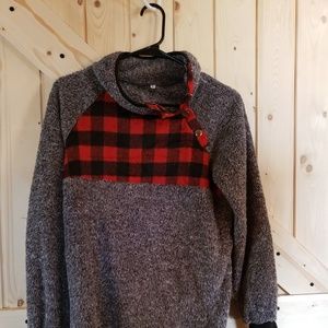 Grey Serpa Sweater w/Black and Red Checker (S)
